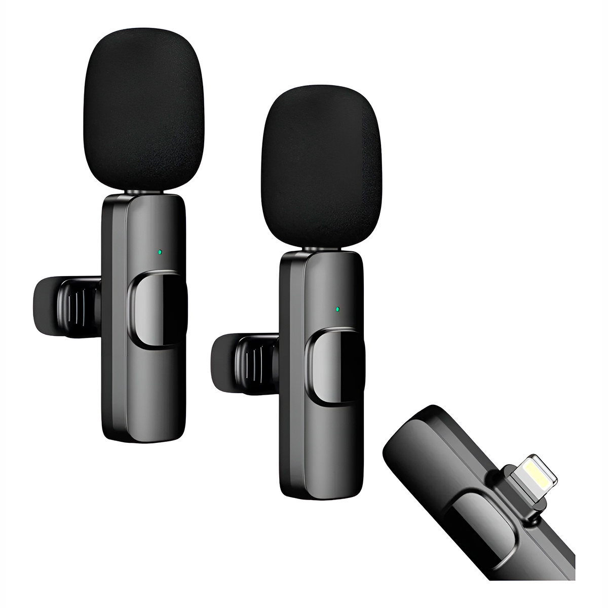2 Microfones Sem Fio Receptor Lapela Lightning Áudio