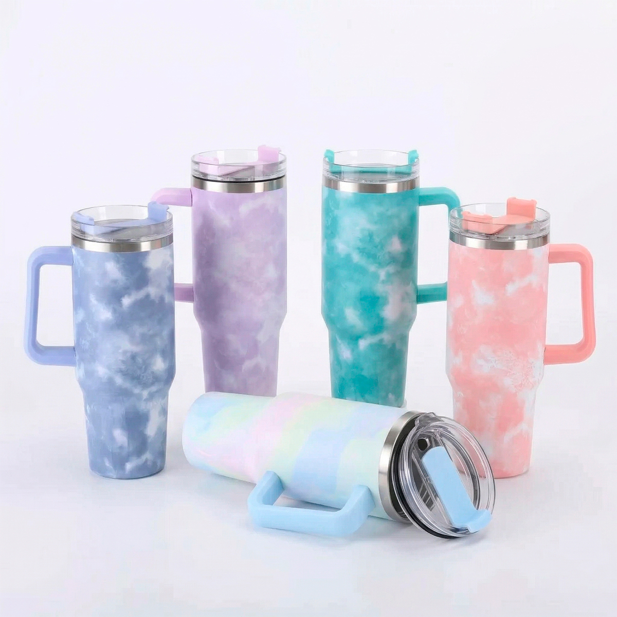 Copo Térmico Estilo Quencher Marmorizado 1200ml Cor:Branco