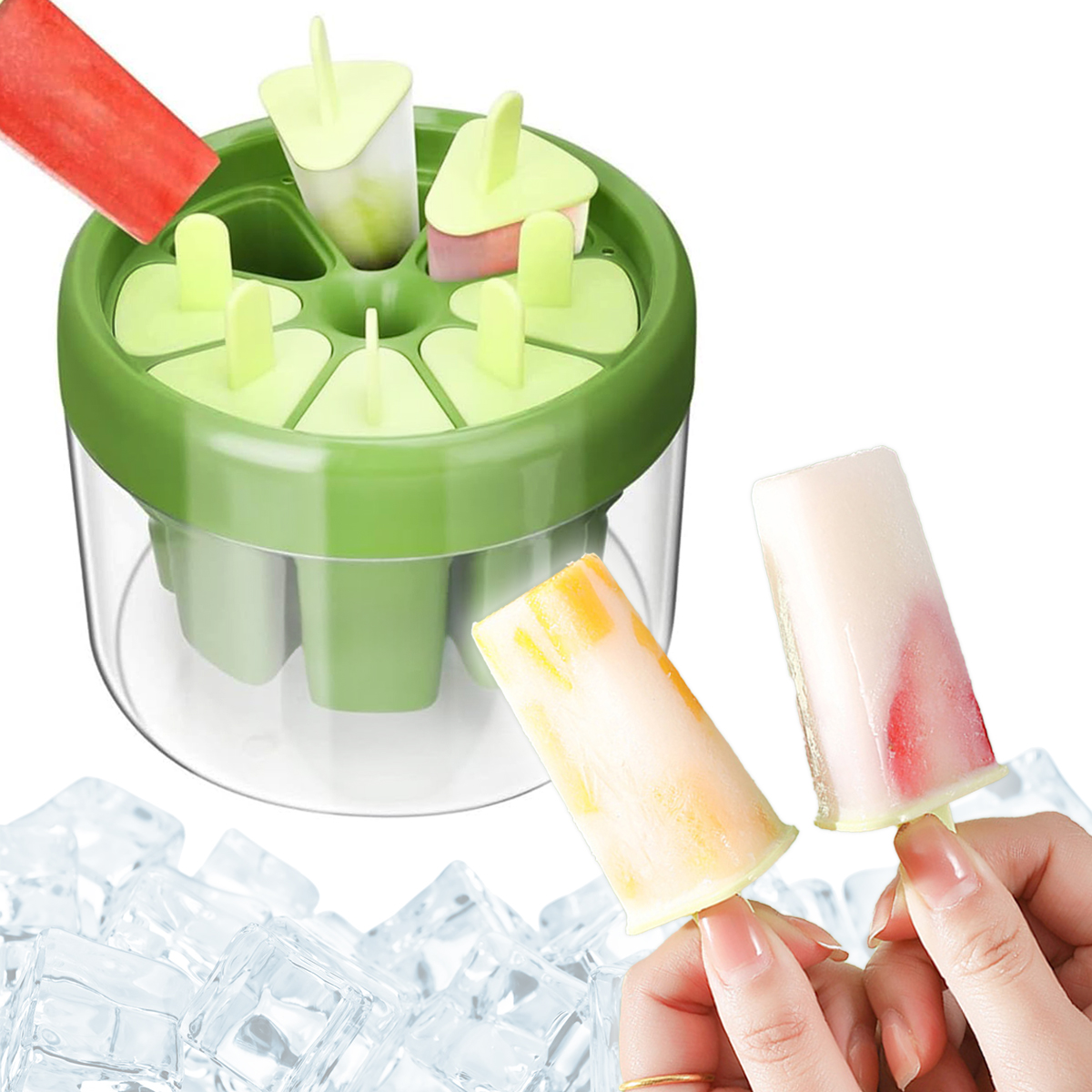 Forma Molde Fazer Picolé Sorvete 8 Palitos ReutilizávelVerde