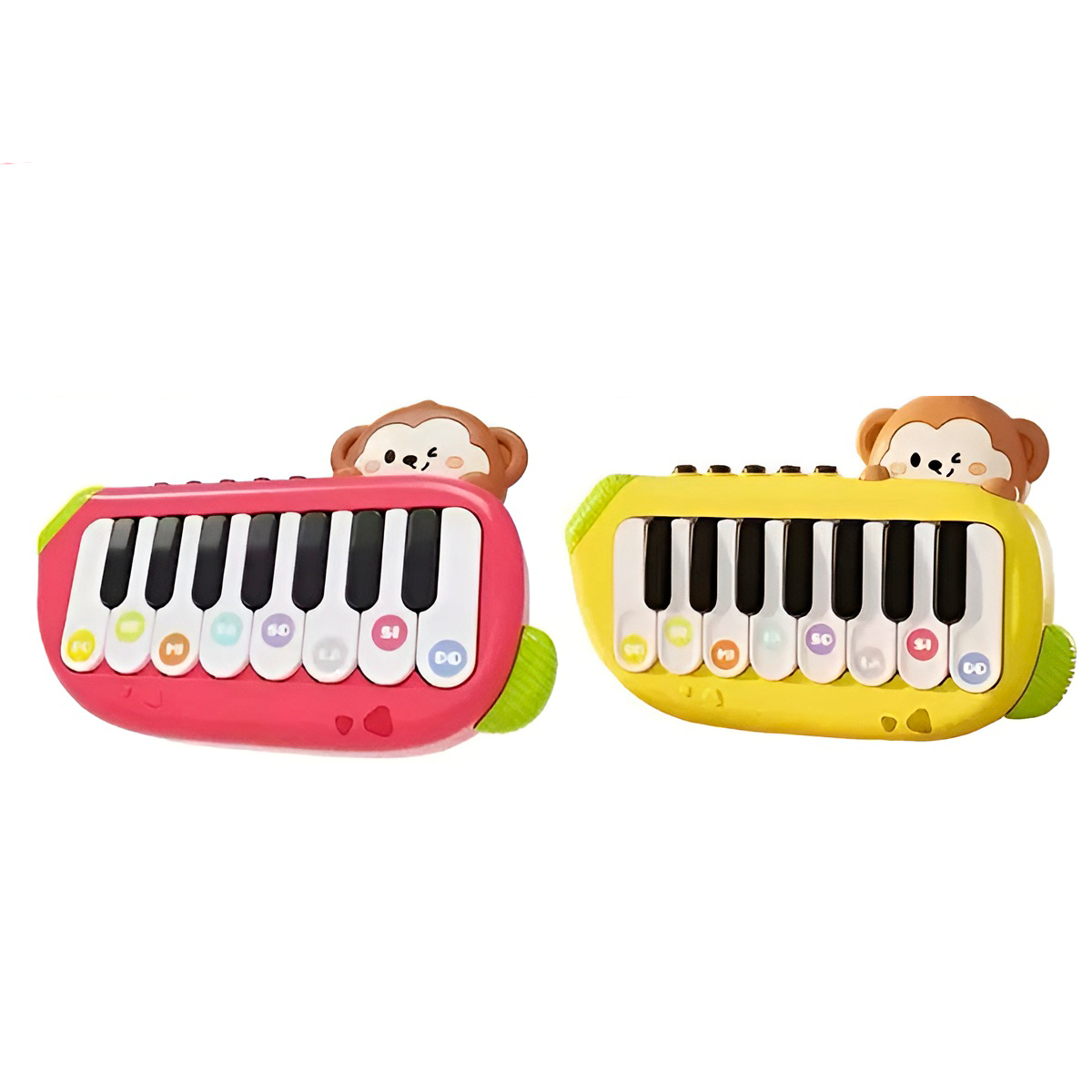 Mini Teclado Infantil Musical Macaquinho Interativo Amarelo - Imagem 2