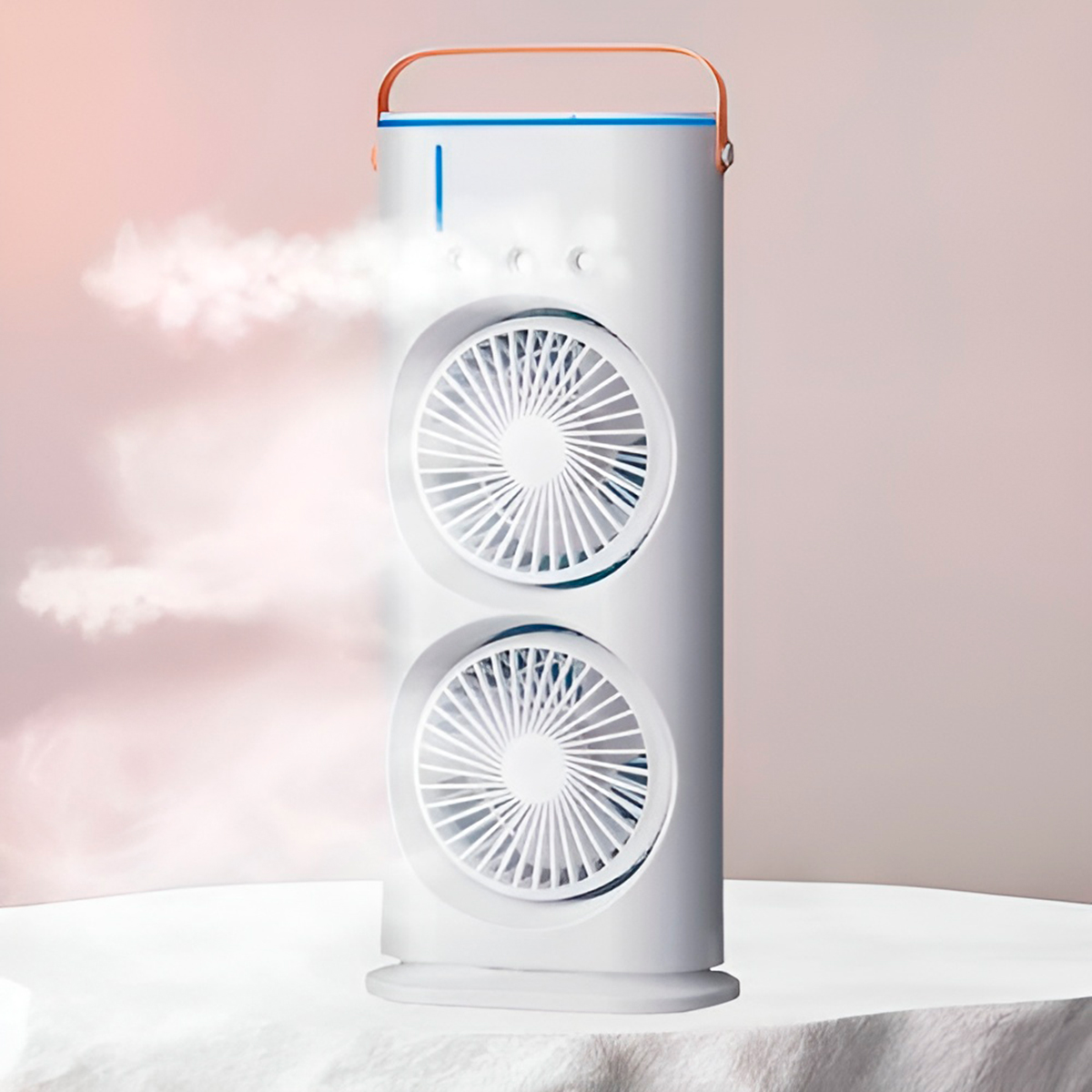 Mini Ventilador Climatizador Duplo de Mesa Portátil - Imagem 2