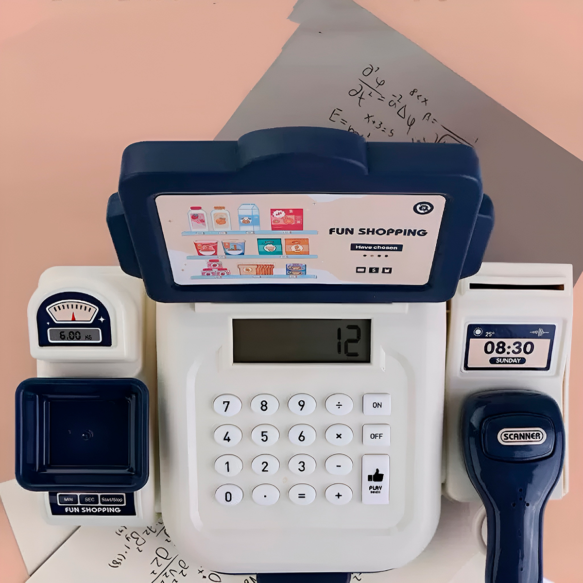 Brinquedo Caixa Registradora Azul Acessórios Calculadora - Imagem 2