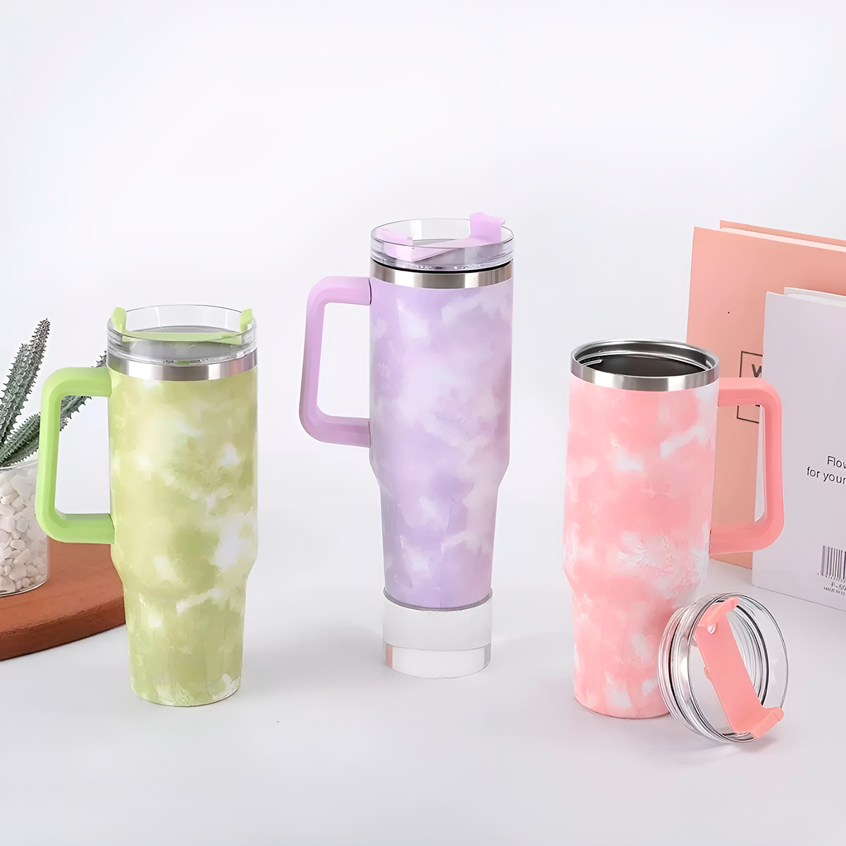 Copo Térmico Estilo Quencher Marmorizado 1200ml Cor:Branco - Imagem 3