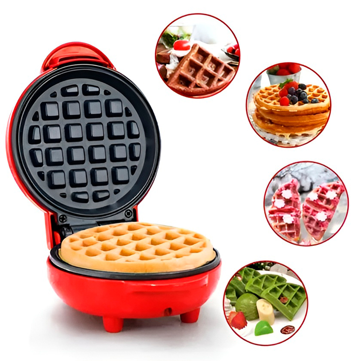 Máquina Waffle Mini Elétrica Lanches Diversão 110V - Imagem 3