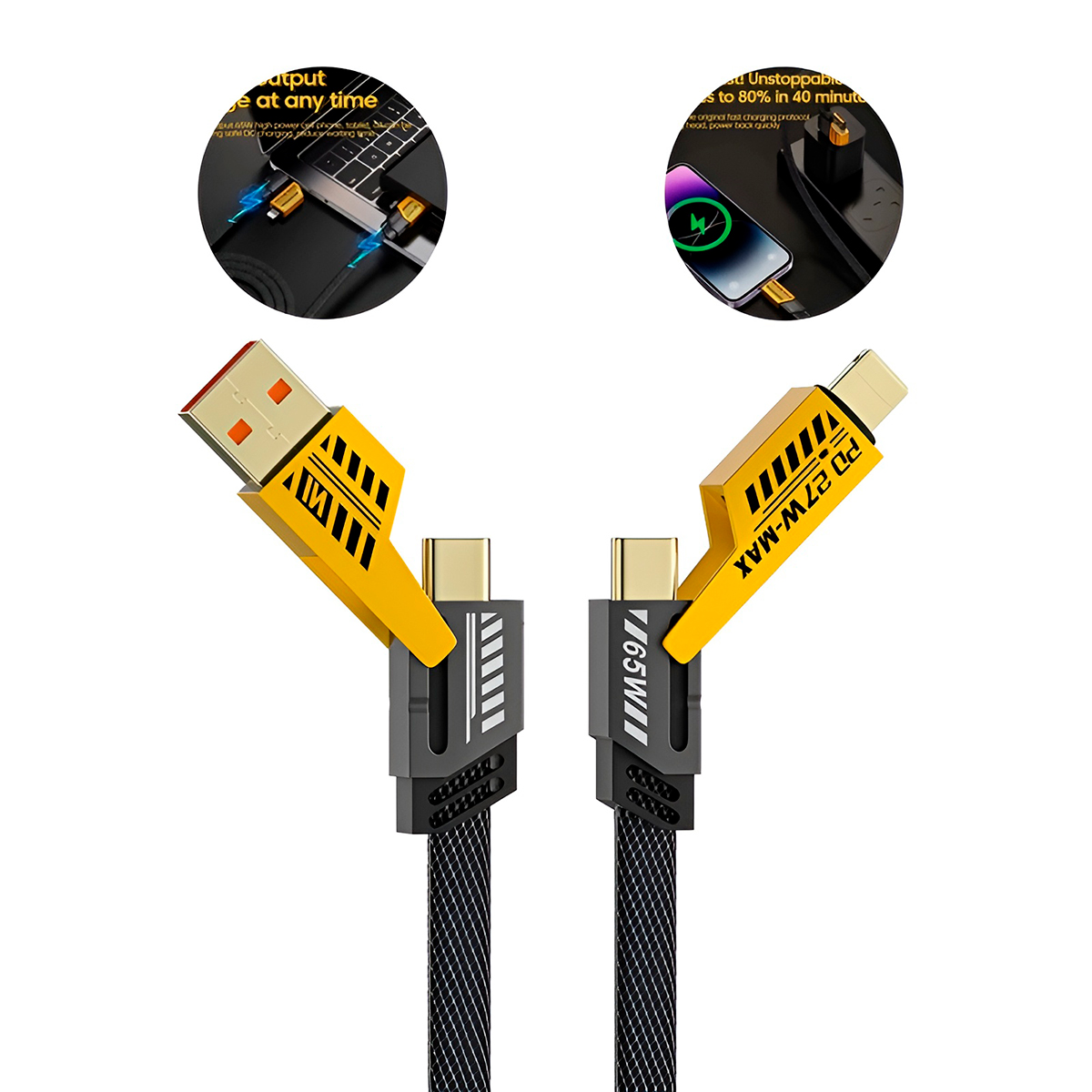 Cabo Carregador 4 em 1 USB C Lightning 1 Metro Informática - Imagem 3