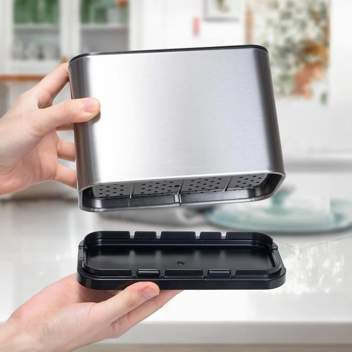 Porta Talher Escorredor Inox 4 Divisórias Pia Cozinha - Imagem 6