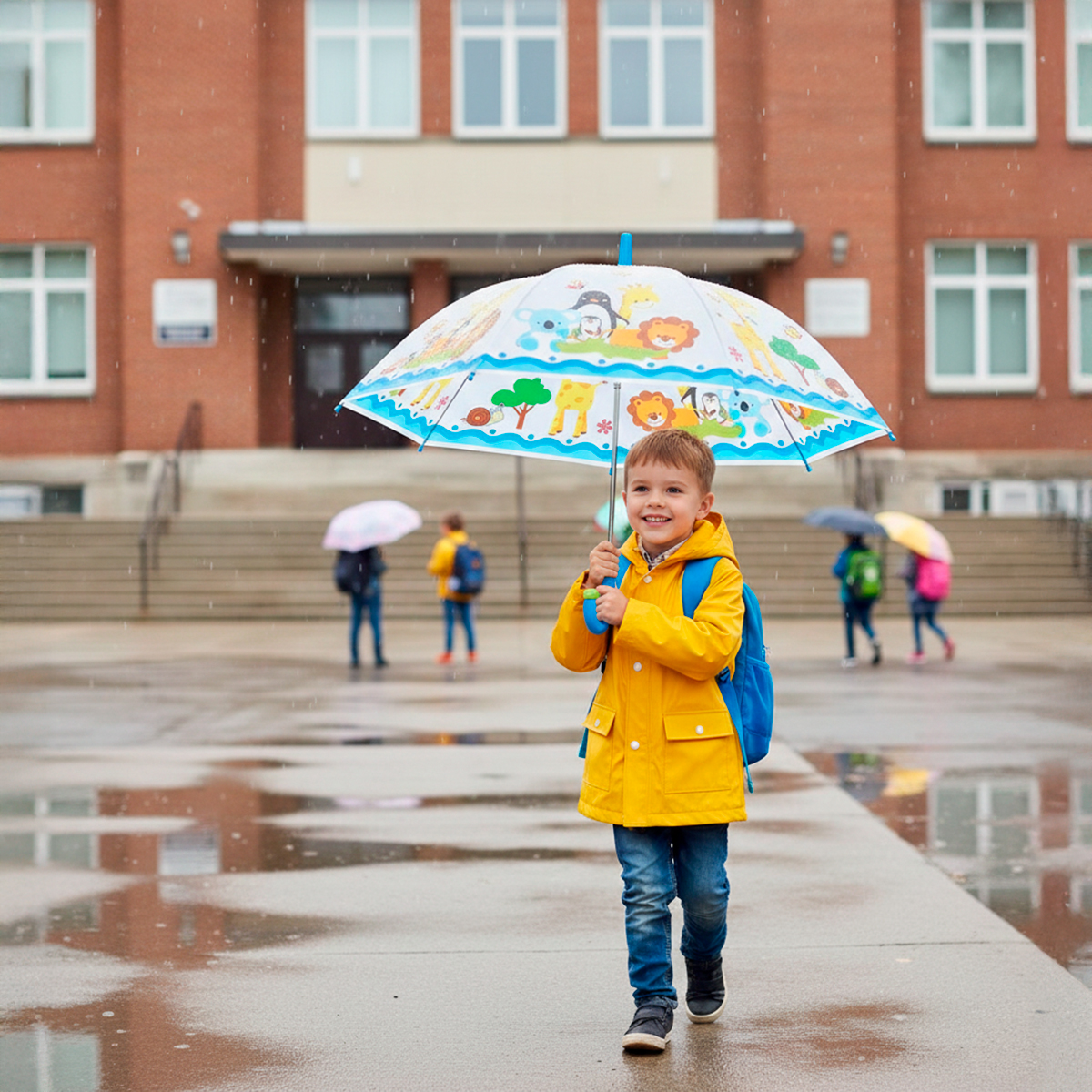 Guarda Chuva Colorido Automático Infantil ProteçãoCor:Verde - Imagem 5