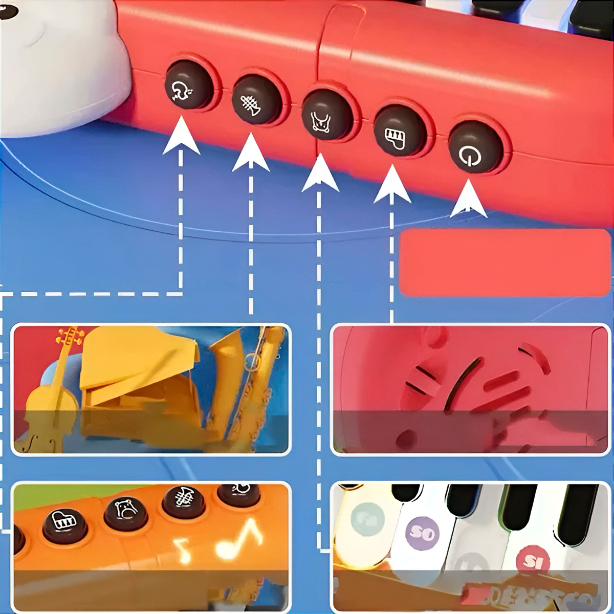 Mini Teclado Infantil Musical Macaquinho Interativo Amarelo - Imagem 5
