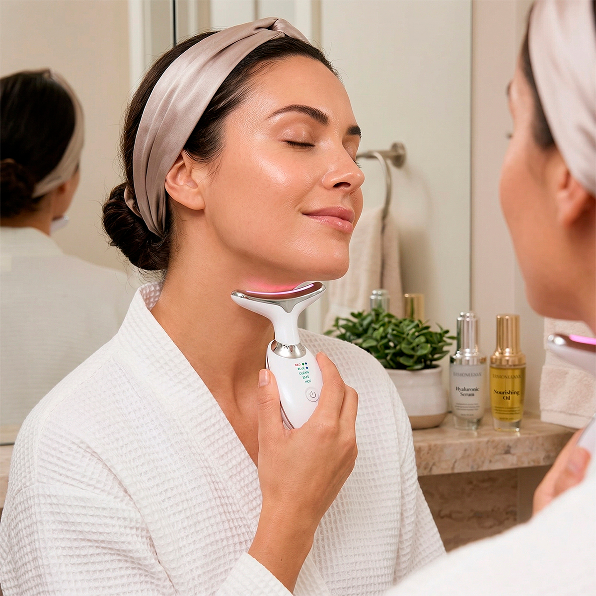 Massageador Facial Elétrico Pescoço Firmeza USB Cor:Branco - Imagem 6
