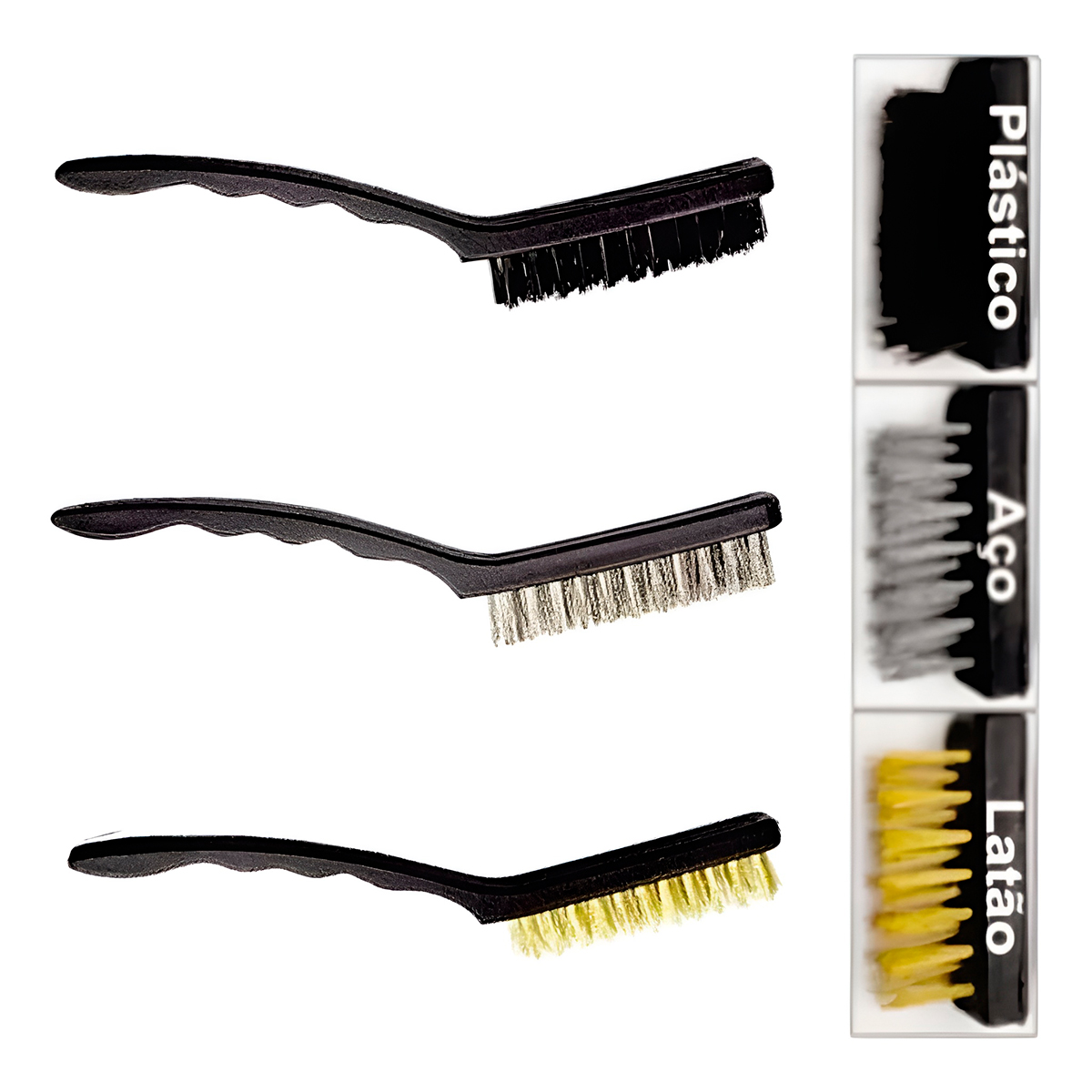 Kit Jogo 3 Escovas Limpeza Grelha Panela Rejunte Sujeira - Imagem 5