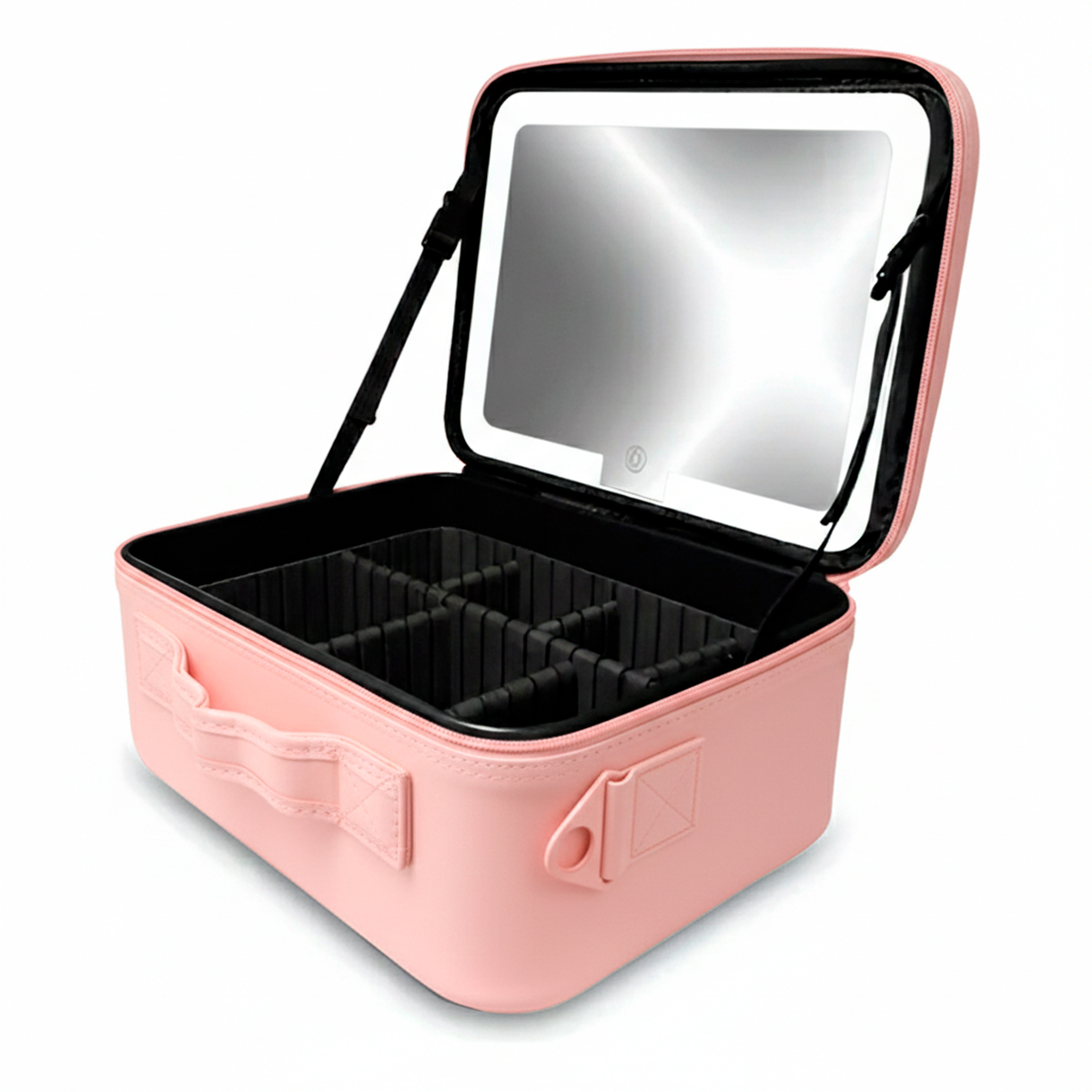 Maleta de Maquiagem Acessórios com Espelho LED Rosa - Imagem 5