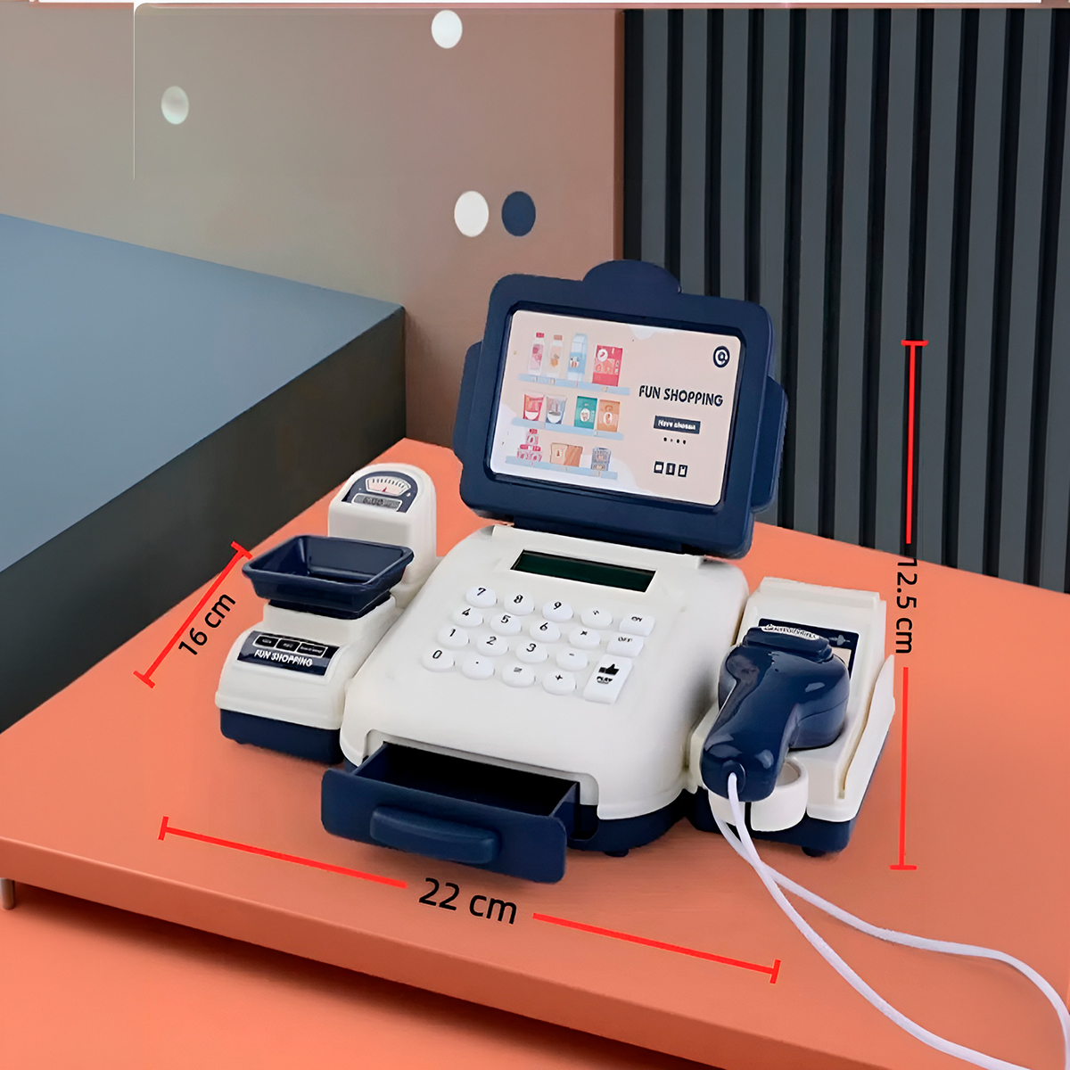 Brinquedo Caixa Registradora Azul Acessórios Calculadora - Imagem 5