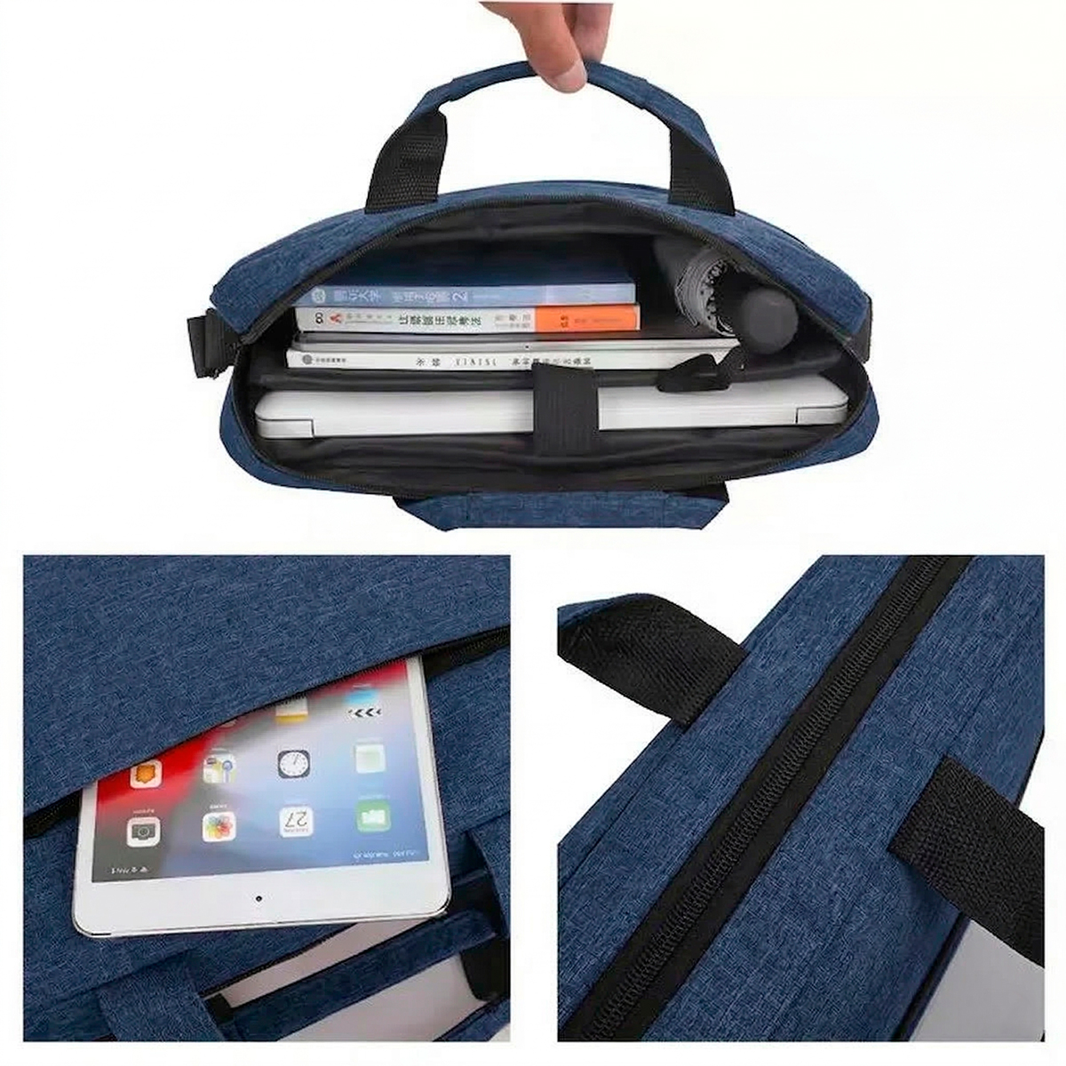 Bolsa Estojo Notebook Impermeável Azul Escuro Alça - Imagem 5
