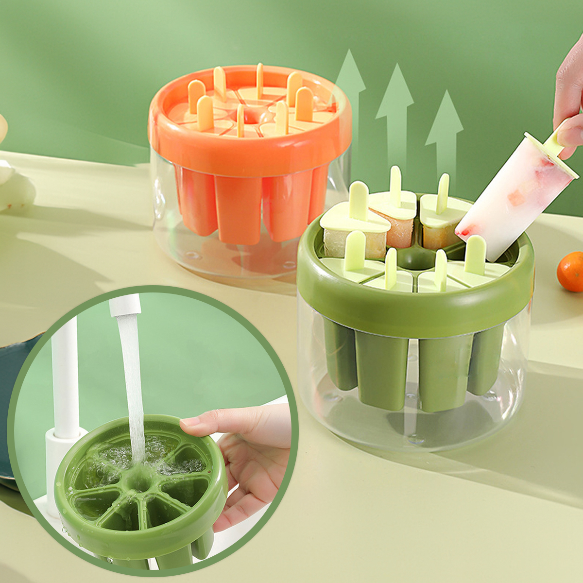 Forma Molde Fazer Picolé Sorvete 8 Palitos ReutilizávelVerde - Imagem 4
