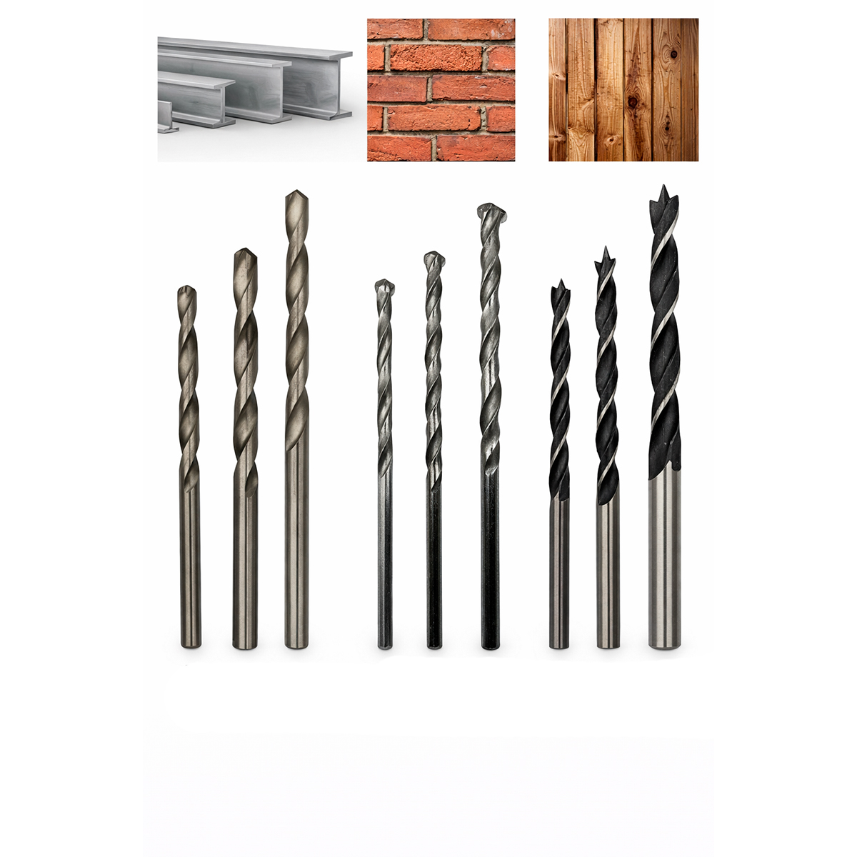 Kit 9 Brocas Furadeira Metal Madeira Alvenaria Ferramenta - Imagem 6