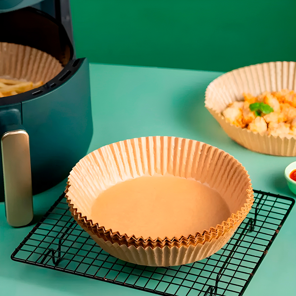 Forro Papel Airfryer Forma Antiaderente 50 Unidades Descartá - Imagem 6