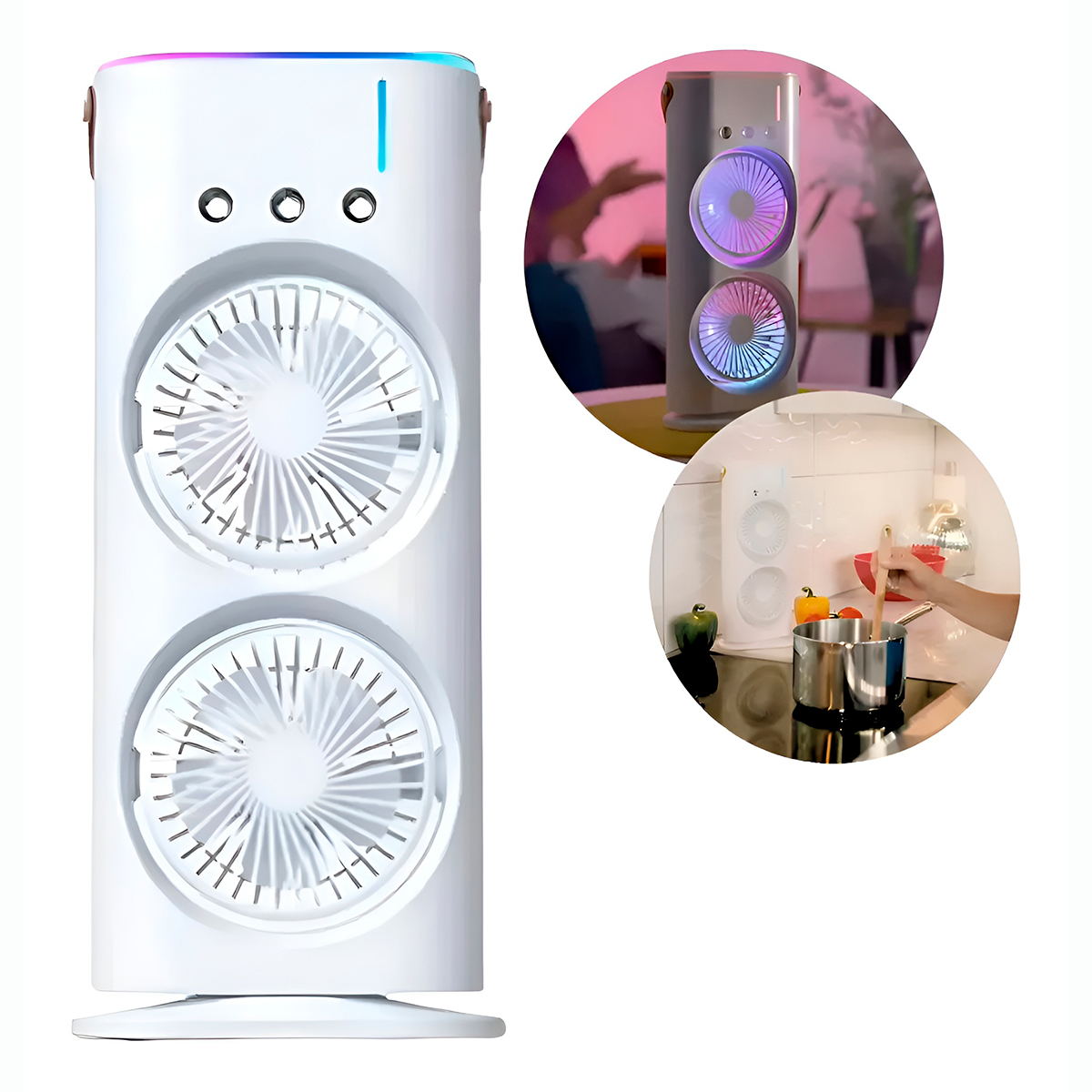 Mini Ventilador Climatizador Duplo de Mesa Portátil - Imagem 6