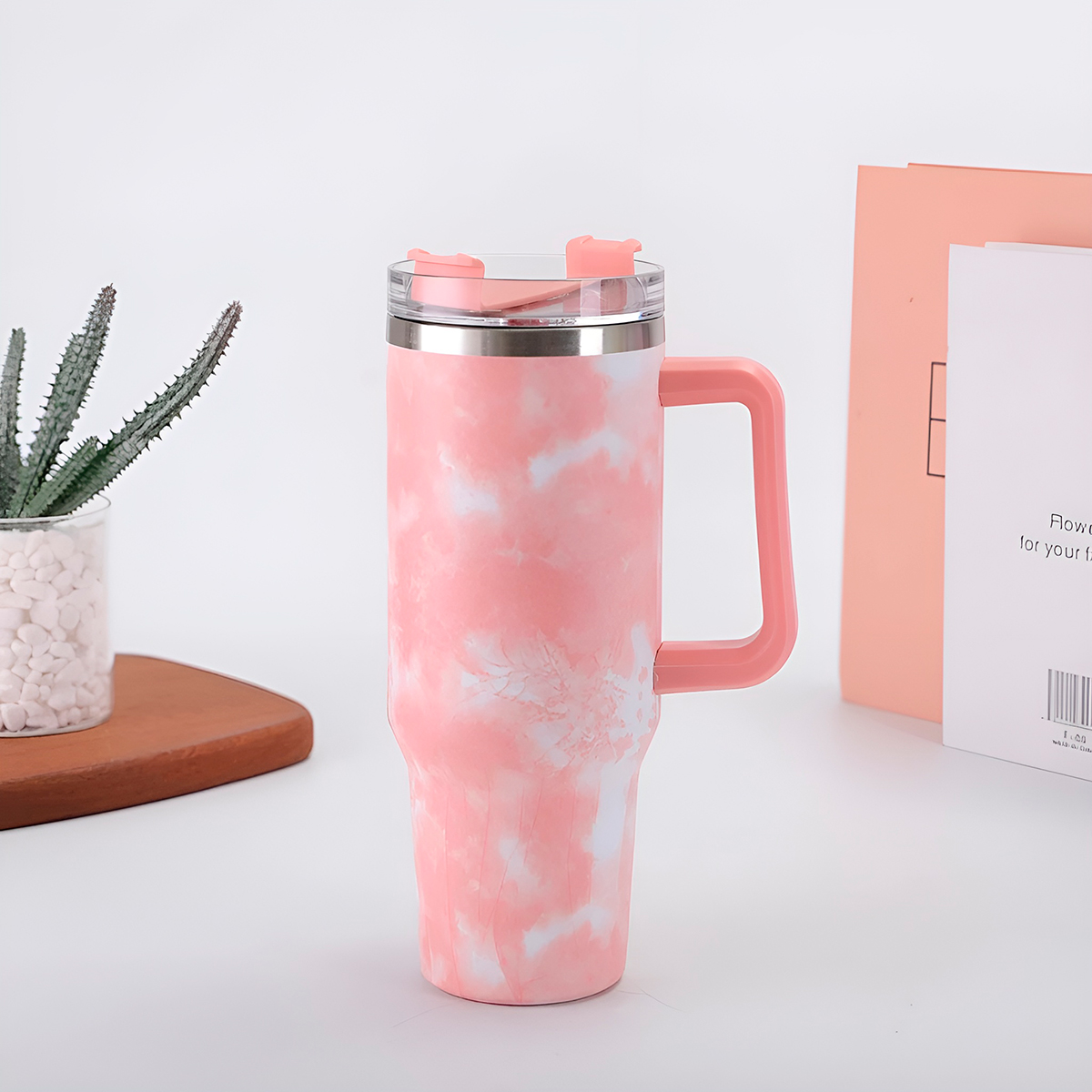 Copo Térmico Estilo Quencher Marmorizado 1200ml Cor:Branco - Imagem 6