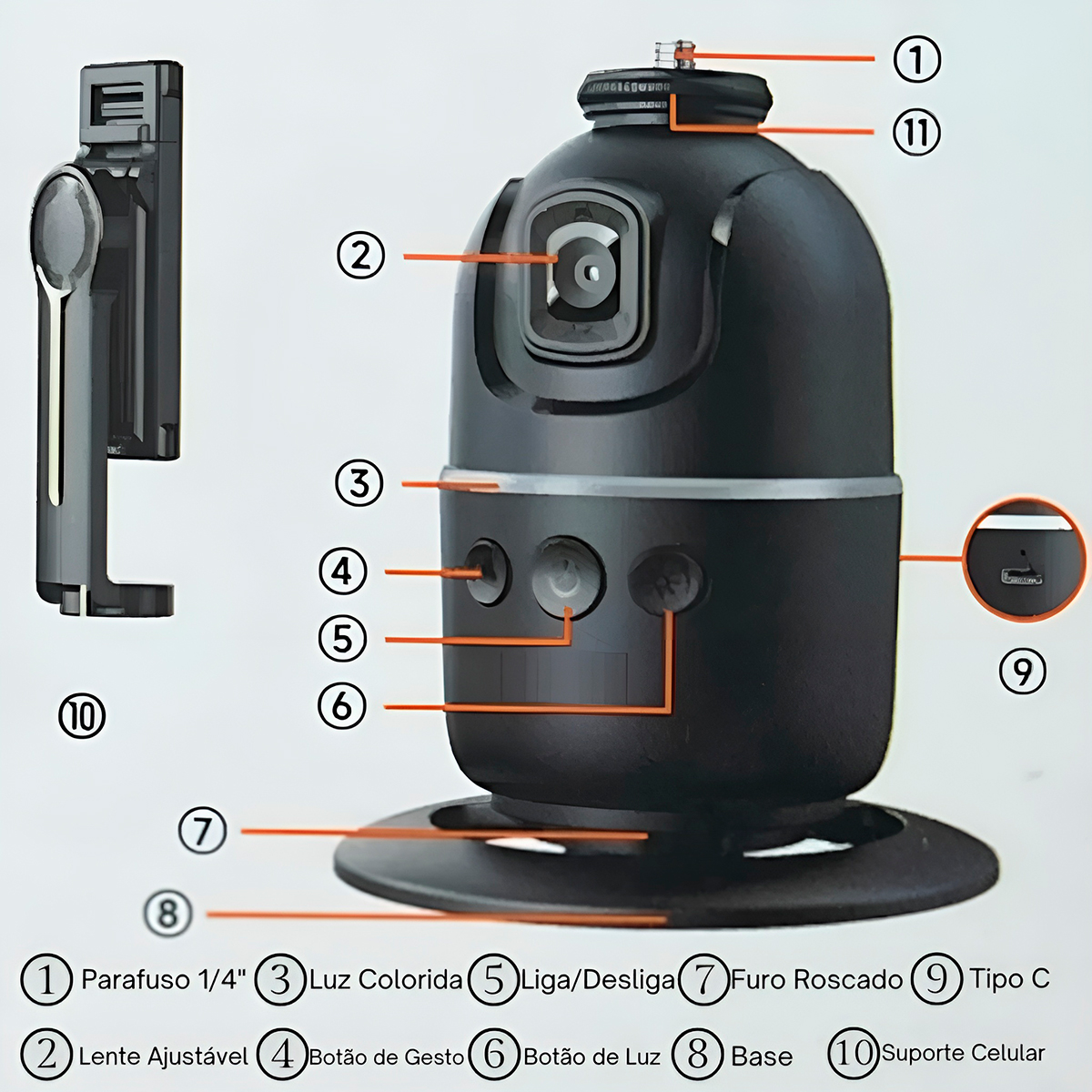 Suporte Inteligente Gimbal Reconhecimento Facial Filmagem - Imagem 7