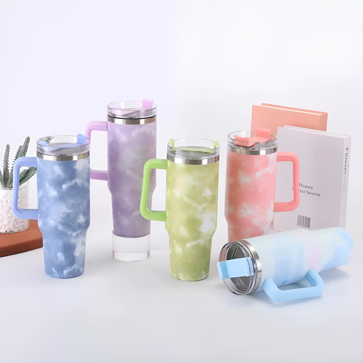 Copo Térmico Estilo Quencher Marmorizado 1200ml Cor:Azul - Imagem 7