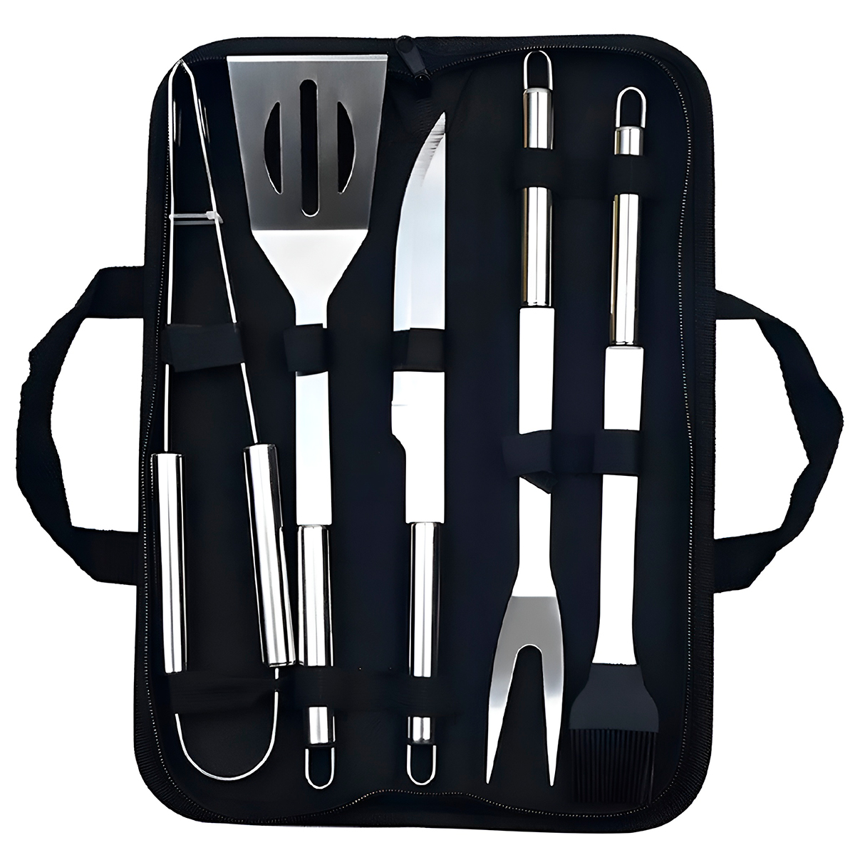 Kit Churrasco Profissional 5 Peças Utensílios Aço Inox