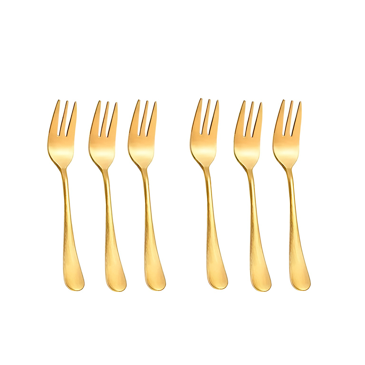 Conjunto 6 Garfos de Sobremesa Dourado Aço Inox Talher