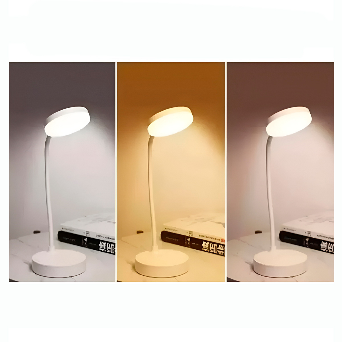 Luminária de Mesa Recarregável Articulável Touch Branco - Imagem 3