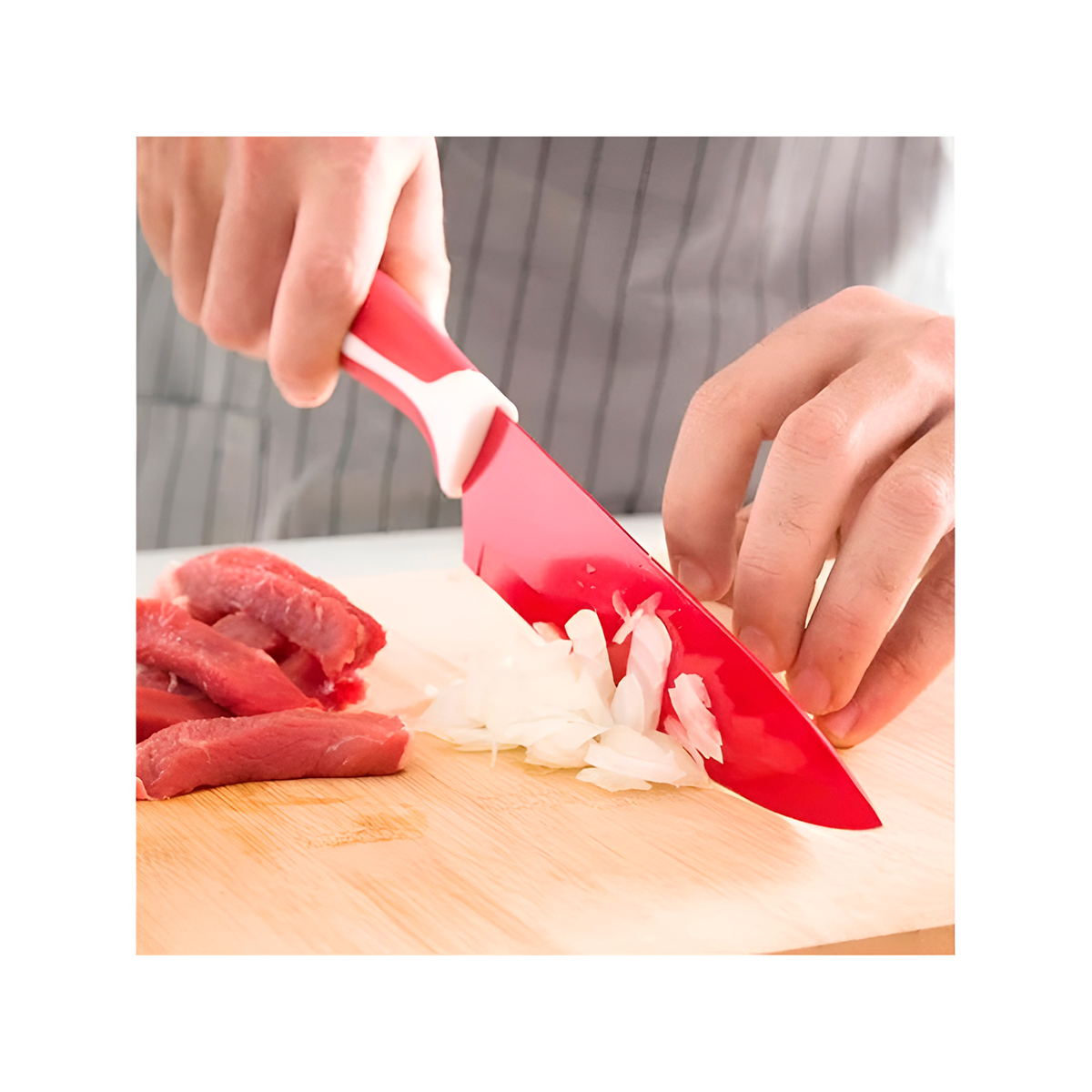 Kit 8 Facas de Cozinha Coloridas Aço Inox Utensílios - Imagem 3
