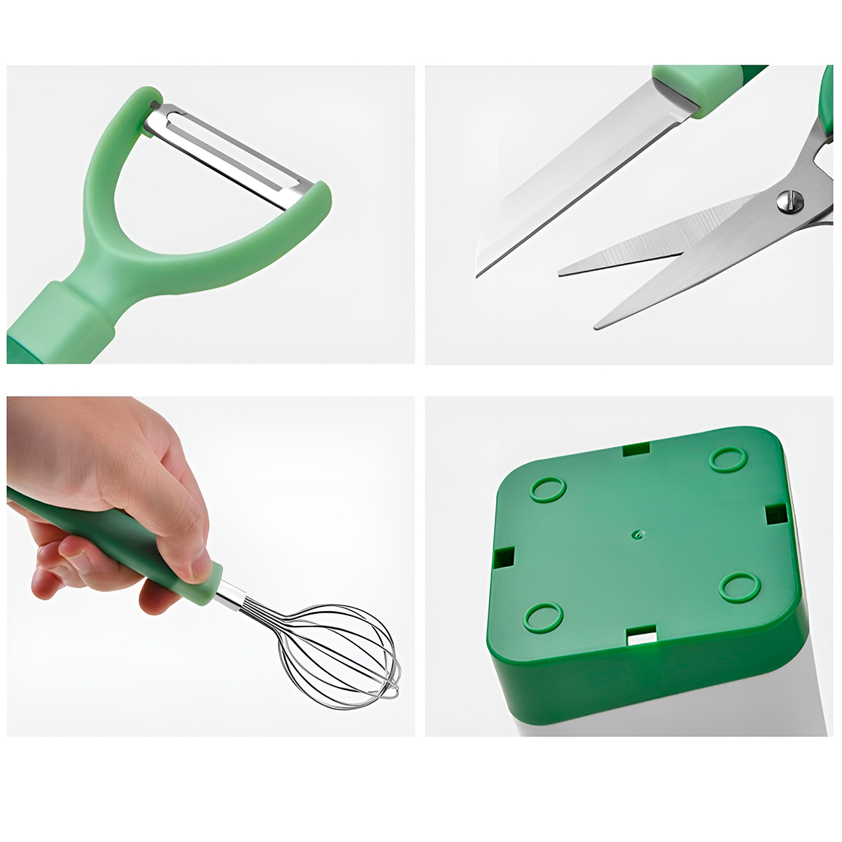 Conjunto 5 Peças Utensílios Ralador Tesoura Faca Suporte - Imagem 3
