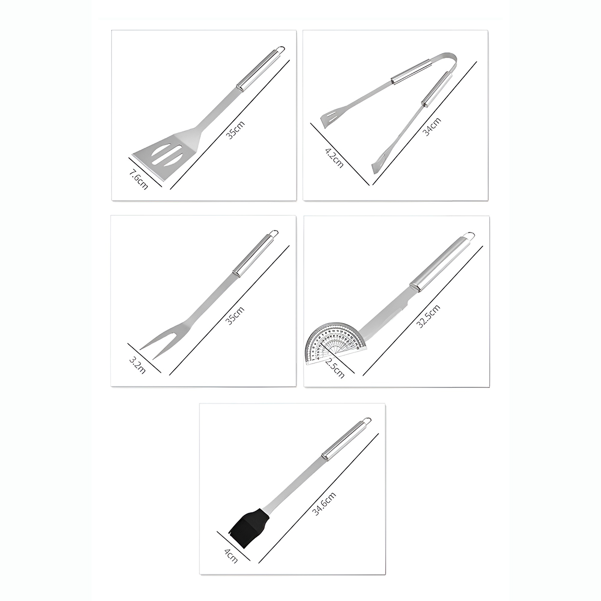 Kit Churrasco Profissional 5 Peças Utensílios Aço Inox - Imagem 4