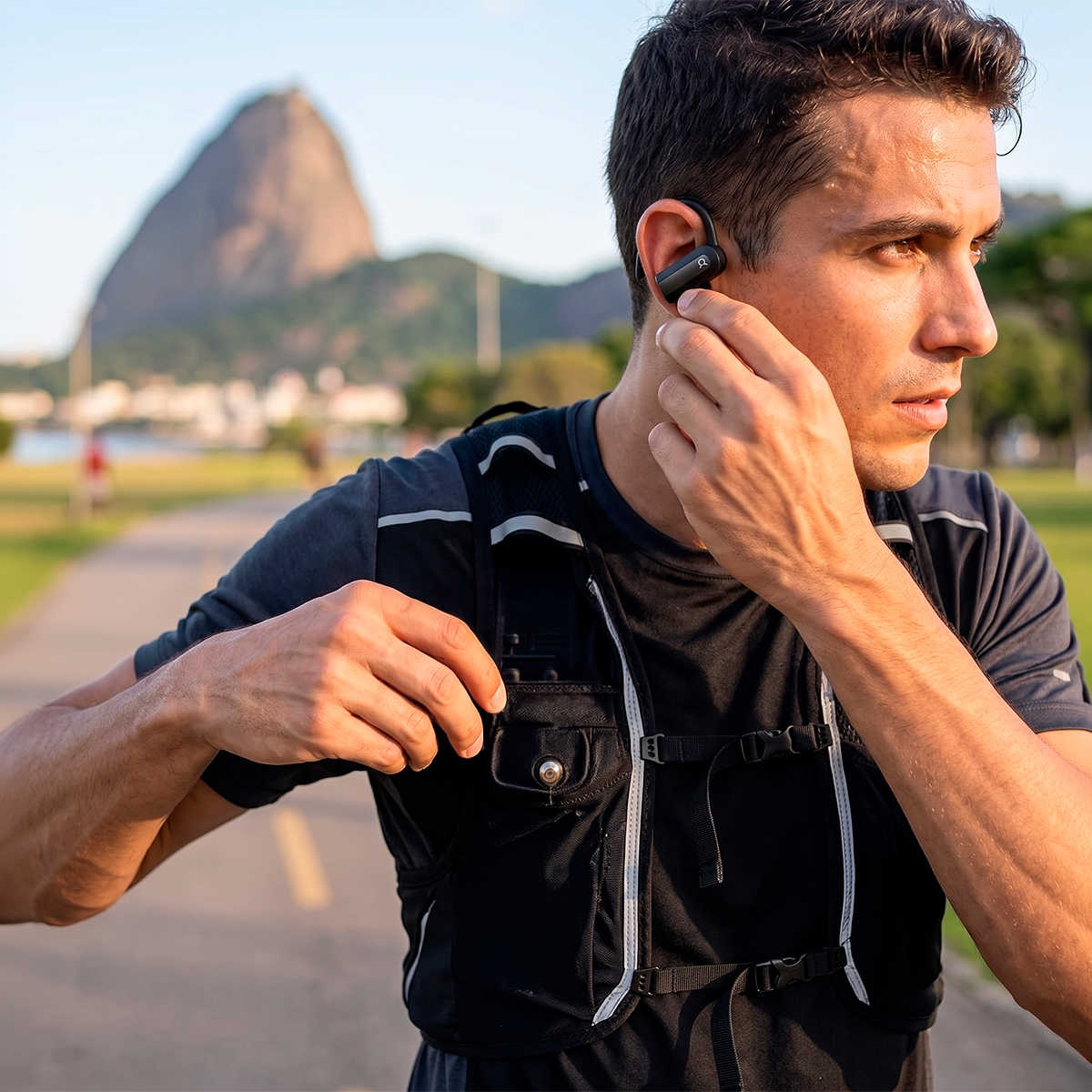 Fone de Ouvido Esportivo Bluetooth Gancho Esporte Corrida - Imagem 4