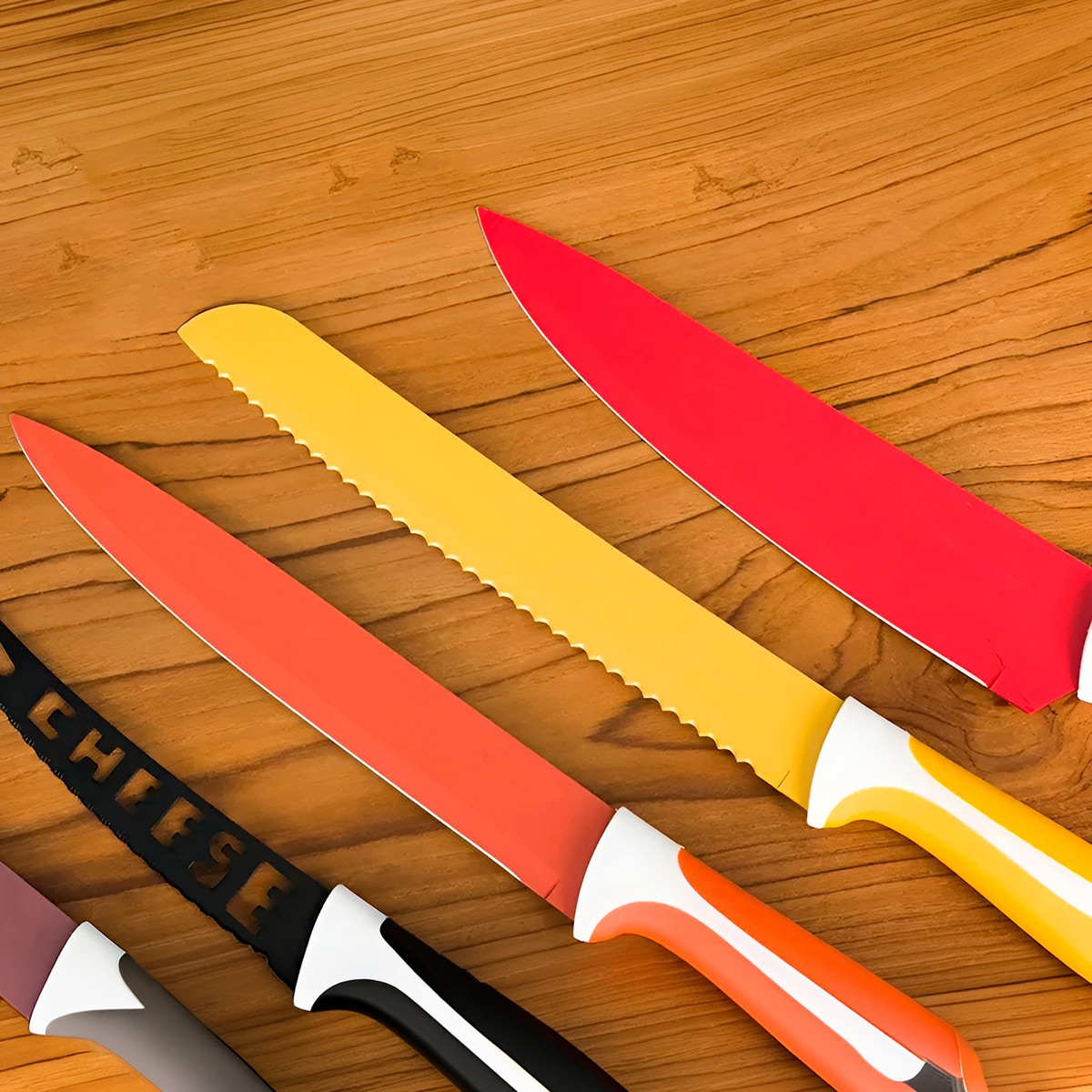 Kit 8 Facas de Cozinha Coloridas Aço Inox Utensílios - Imagem 6