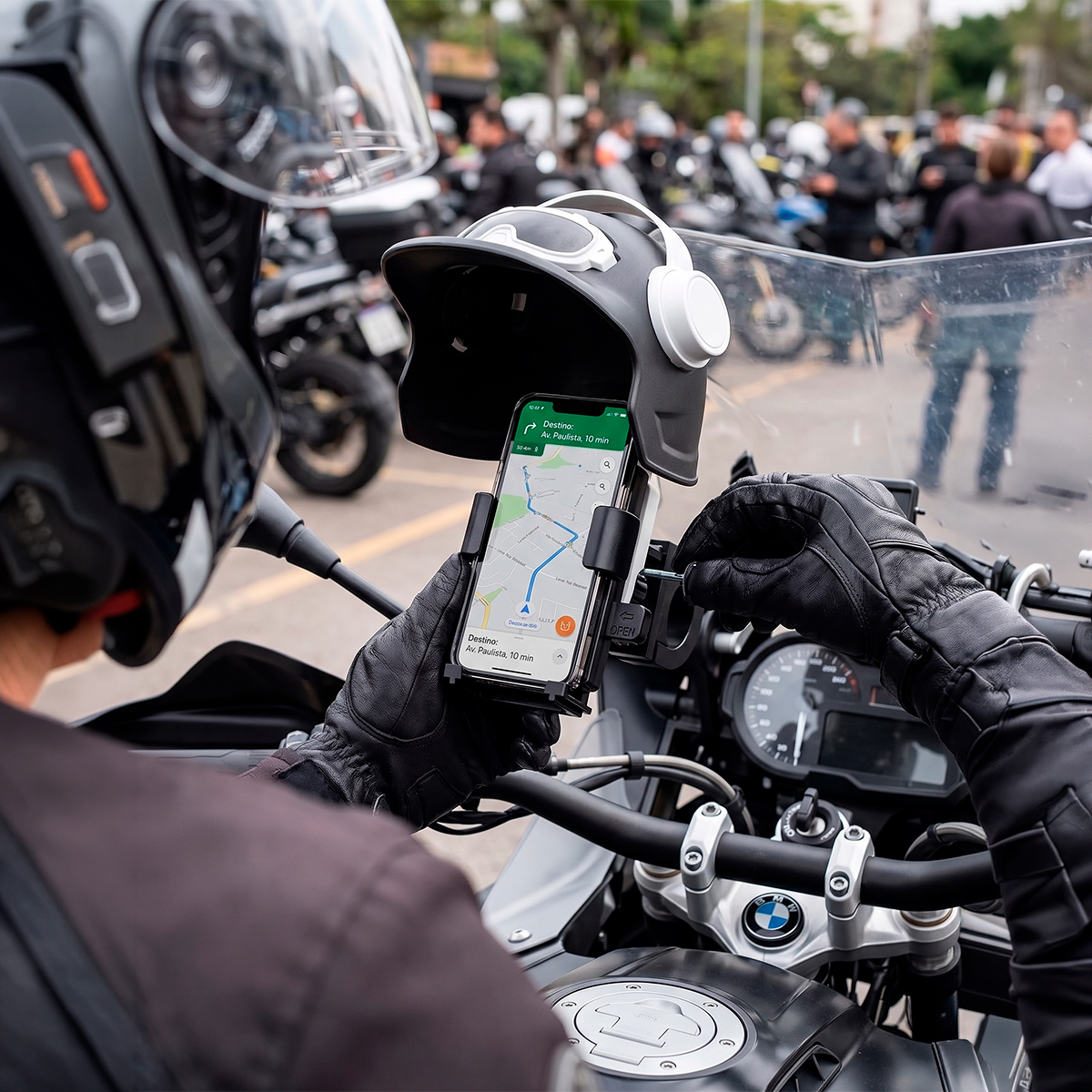 Suporte de Celular Guidão Para Moto Mini Capacete Cor:Preto - Imagem 5