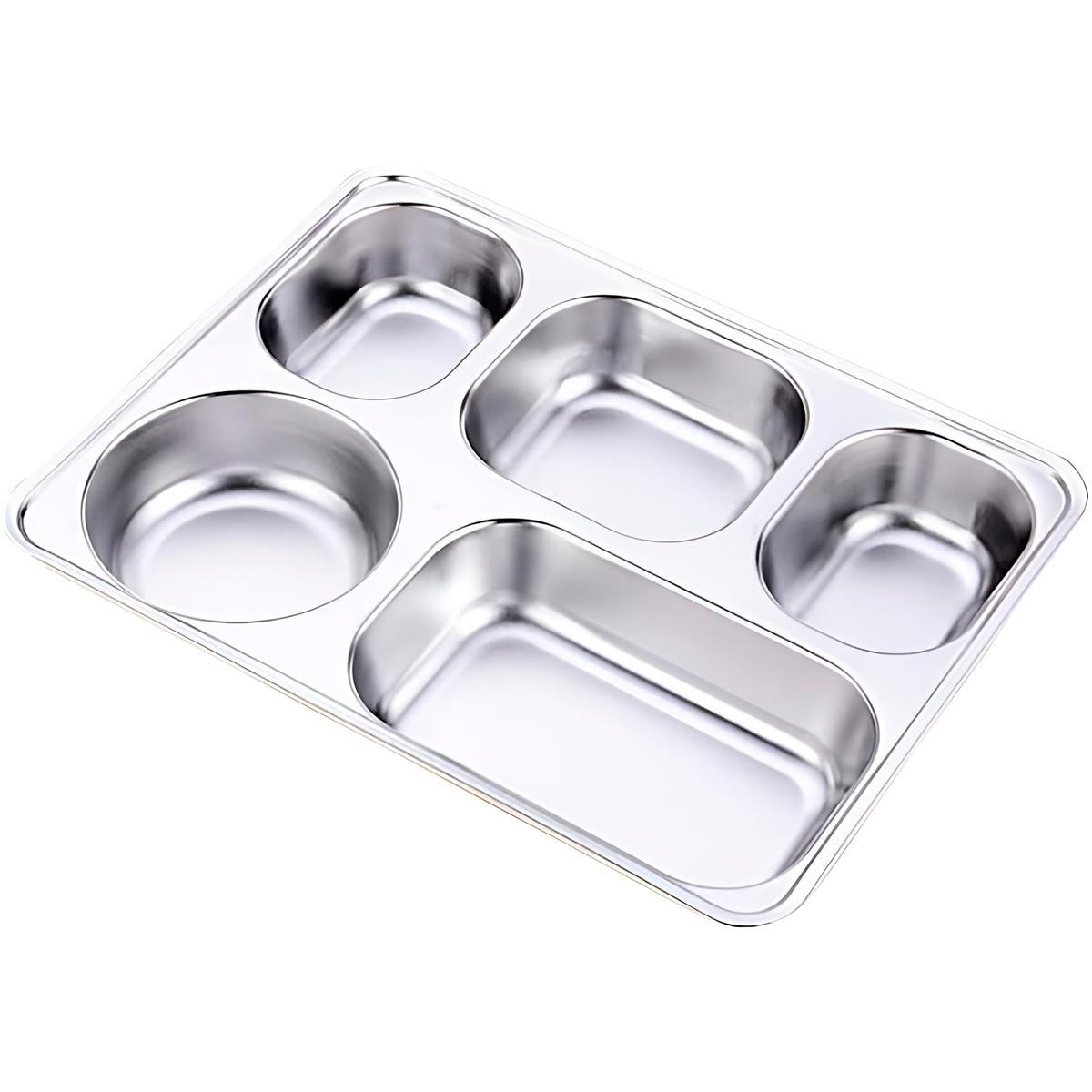 Marmita Pote Inox Retangular 5 Divisórias Prateado Tampa